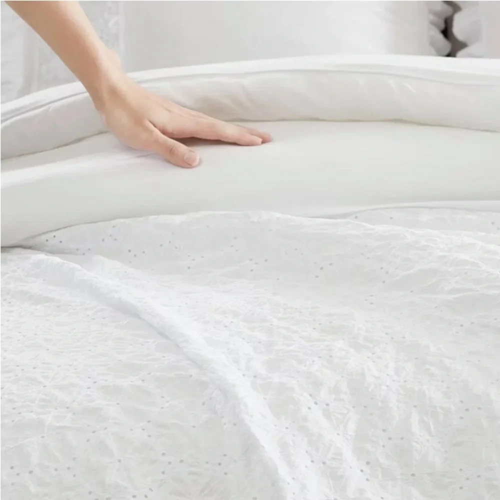 2pc Eyelet Ruffle Comforter Bedding Set White Twin Extra Long Laura Ashley